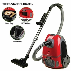 Ovente Electric Canister Vacuum with 2 Speed Control. Red ST1600R