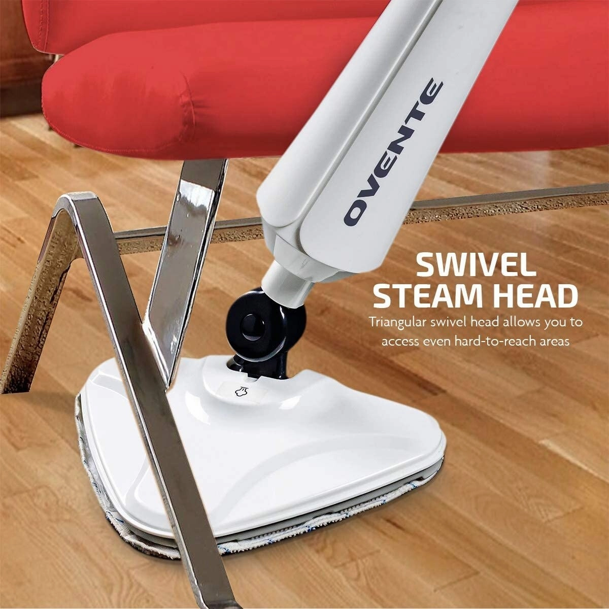 Ovente Electric Steam Mop. Tile Cleaner Steamer and Hard Wood Floor Cleaning with 2 Microfiber Pads ST405W