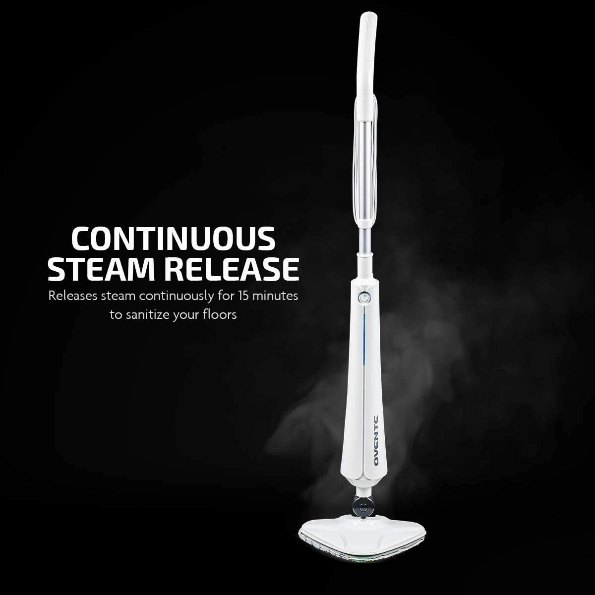 Ovente Electric Steam Mop. Tile Cleaner Steamer and Hard Wood Floor Cleaning with 2 Microfiber Pads ST405W