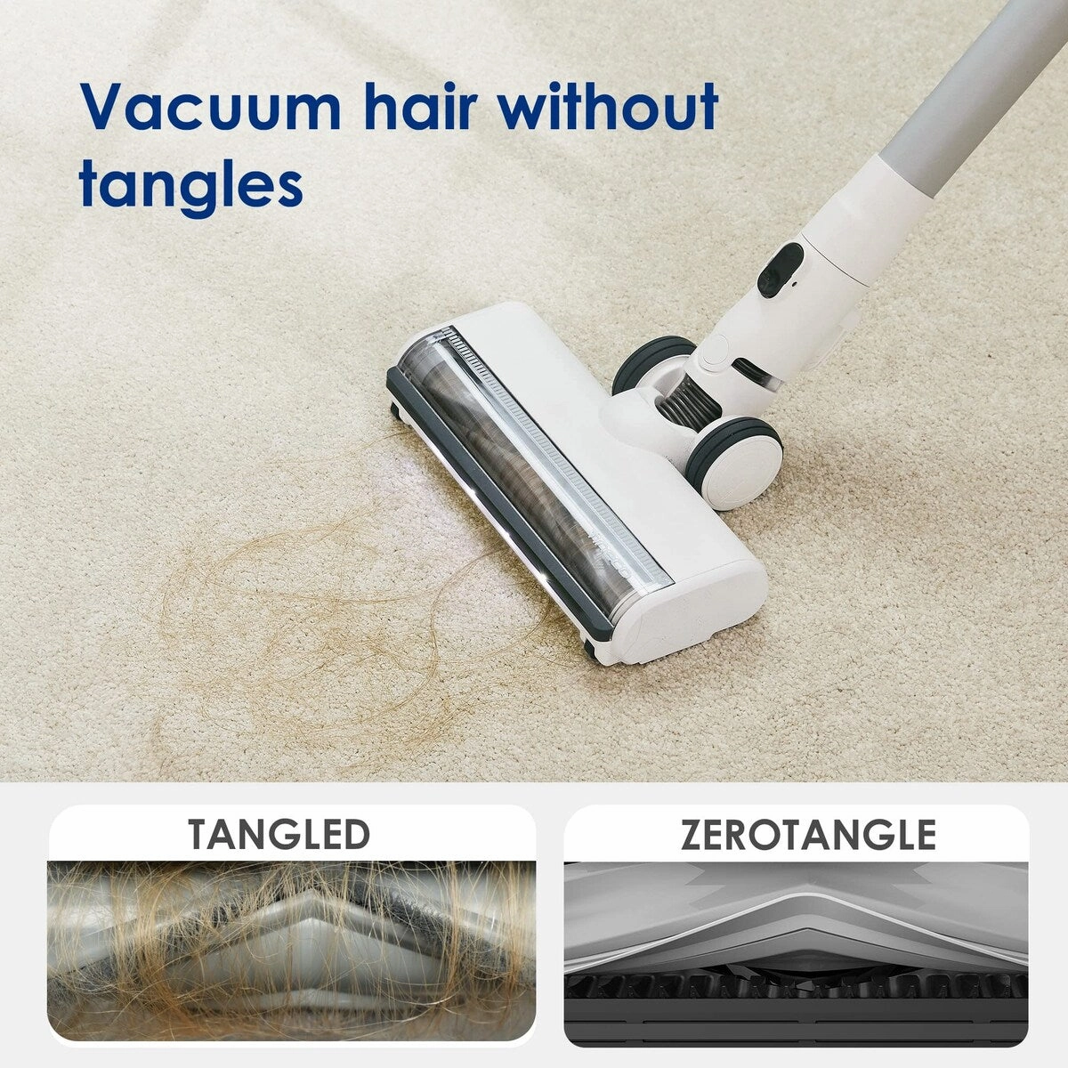 Pet Cordless Stick Vacuum Cleaner. Lightweight with ZeroTangle Brush Powerful Handheld Vacuum for Hard Floor. Carpet and Pet