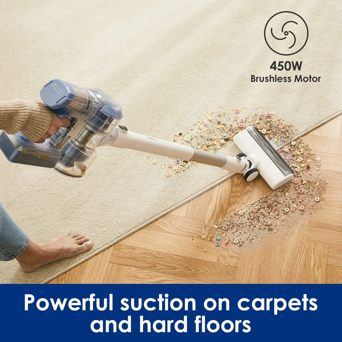 Pet Cordless Stick Vacuum Cleaner. Lightweight with ZeroTangle Brush Powerful Handheld Vacuum for Hard Floor. Carpet and Pet