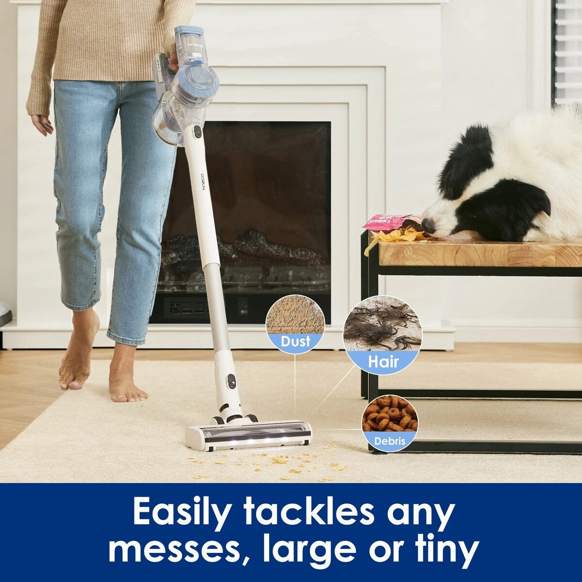 Pet Cordless Stick Vacuum Cleaner. Lightweight with ZeroTangle Brush Powerful Handheld Vacuum for Hard Floor. Carpet and Pet