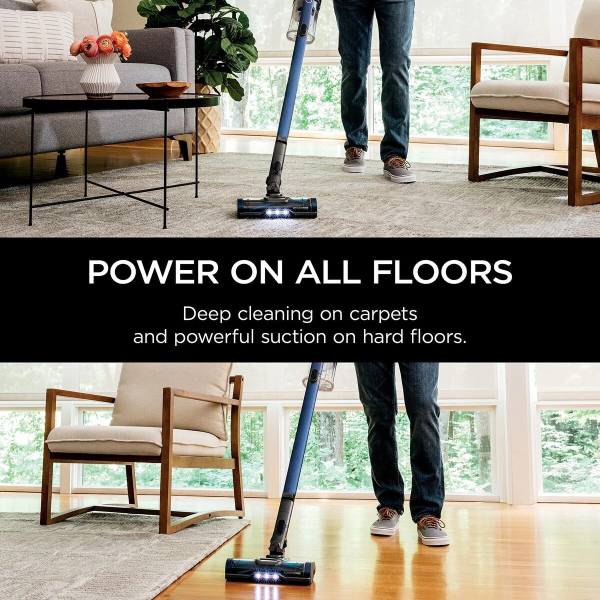 Pet Power Cordless Stick Vacuum Self-Cleaning Brusholl. PowerFins. Crevice Tool. Dusting Brush. 50min Runtime. Blue