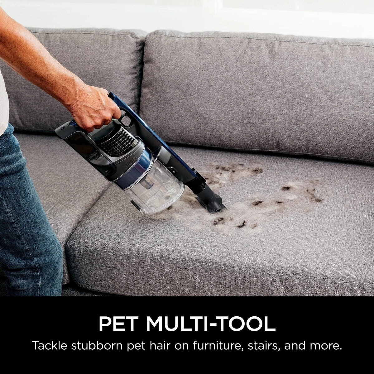 Pet Power Cordless Stick Vacuum Self-Cleaning Brusholl. PowerFins. Crevice Tool. Dusting Brush. 50min Runtime. Blue