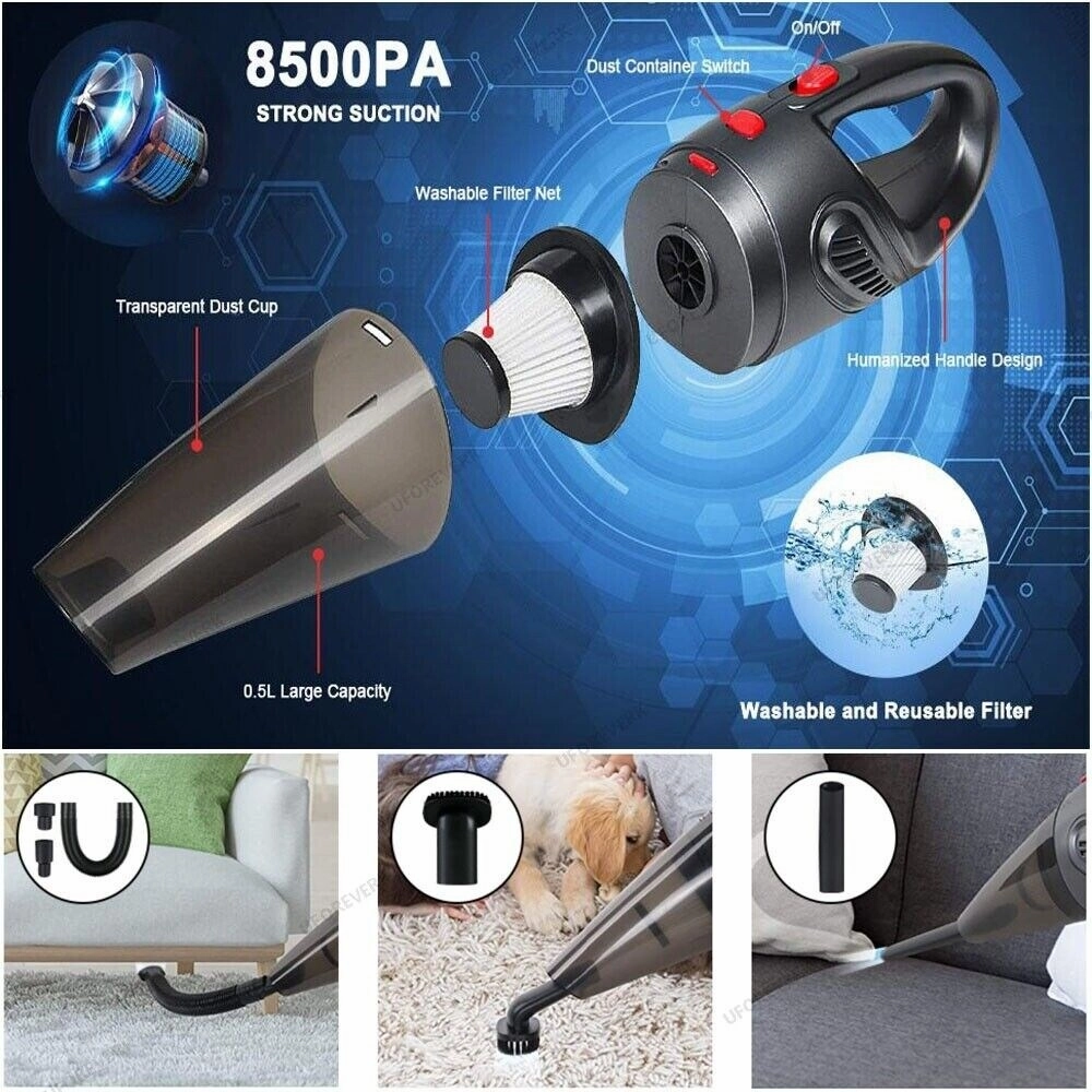 Portable 120W Cordless Car Vacuum Wet and Dry Strong Suction