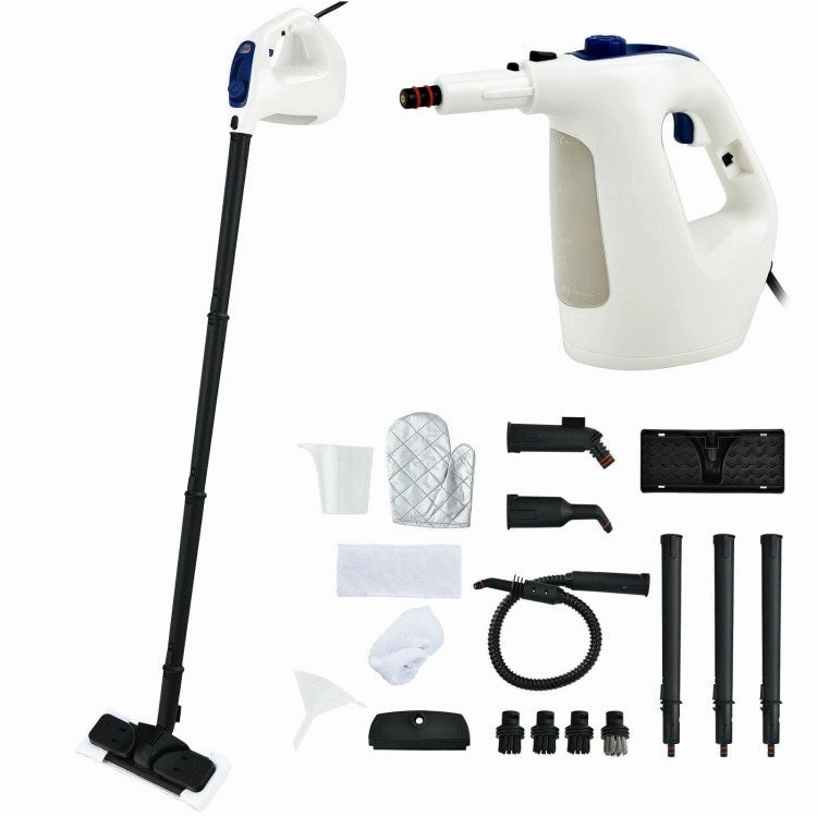 Powerful 1400W Handheld Steam Cleaner with 17 Accessories for Versatile Household Cleaning - 13 x 5 x 9.5 (L x W x H)