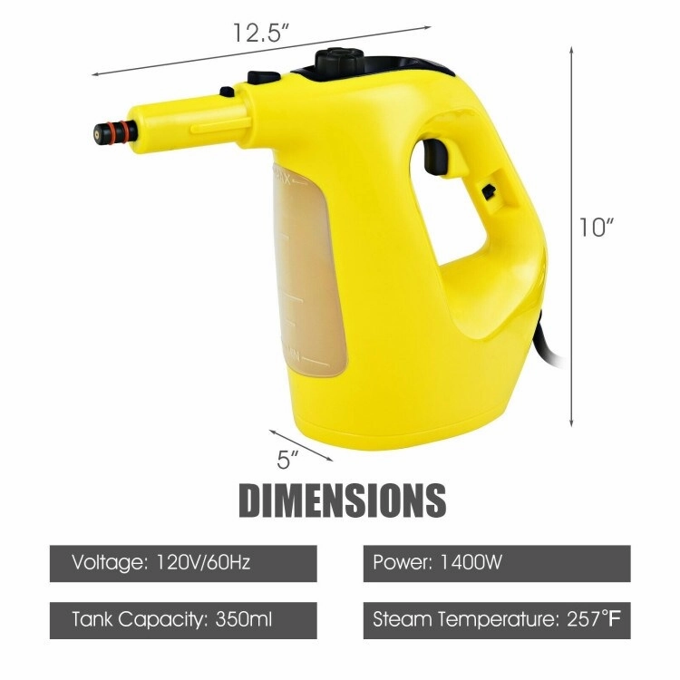 Powerful 1400W Handheld Steam Cleaner with 17 Accessories for Versatile Household Cleaning - 13 x 5 x 9.5 (L x W x H)