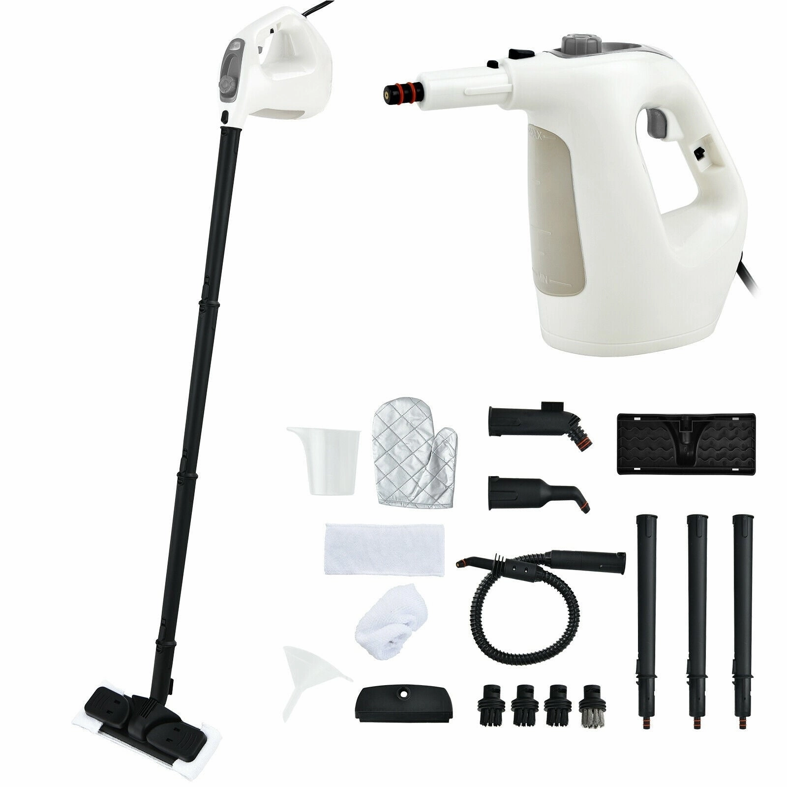Powerful 1400W Handheld Steam Cleaner with 17 Accessories for Versatile Household Cleaning - 13 x 5 x 9.5 (L x W x H)