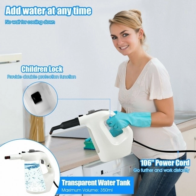 Powerful 1400W Handheld Steam Cleaner with 17 Accessories for Versatile Household Cleaning - 13 x 5 x 9.5 (L x W x H)