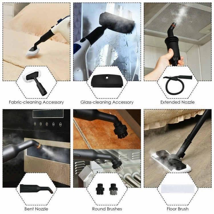 Powerful 1400W Handheld Steam Cleaner with 17 Accessories for Versatile Household Cleaning - 13 x 5 x 9.5 (L x W x H)