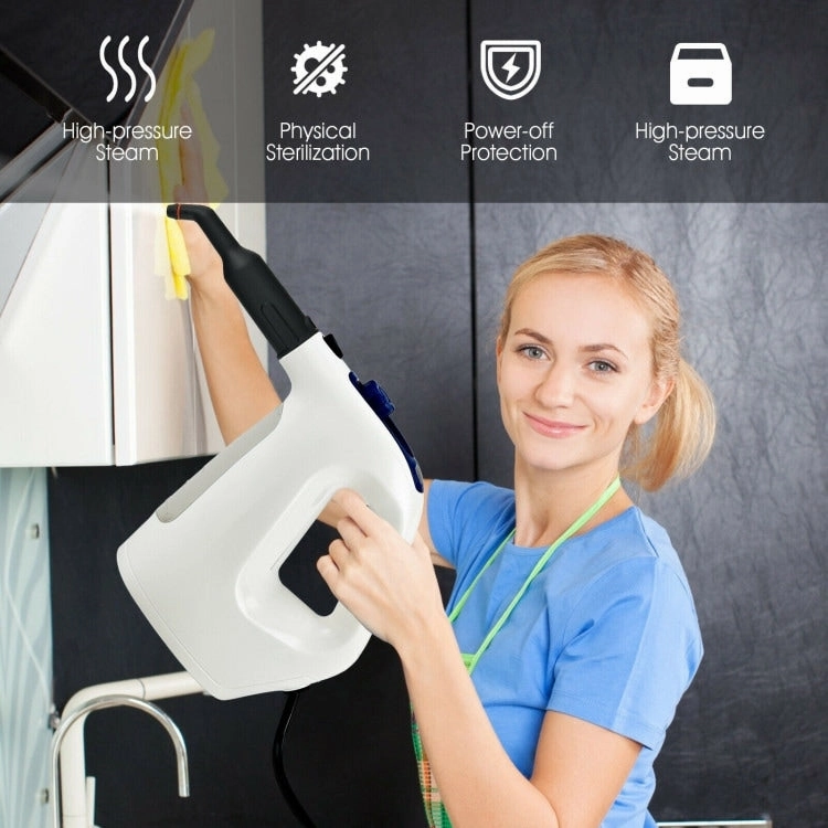 Powerful 1400W Handheld Steam Cleaner with 17 Accessories for Versatile Household Cleaning - 13 x 5 x 9.5 (L x W x H)