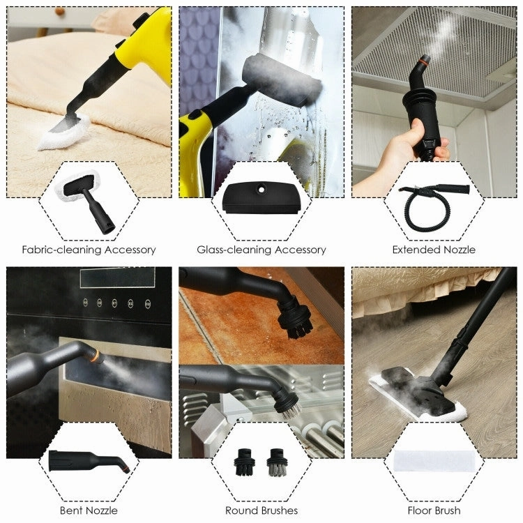 Powerful 1400W Handheld Steam Cleaner with 17 Accessories for Versatile Household Cleaning - 13 x 5 x 9.5 (L x W x H)