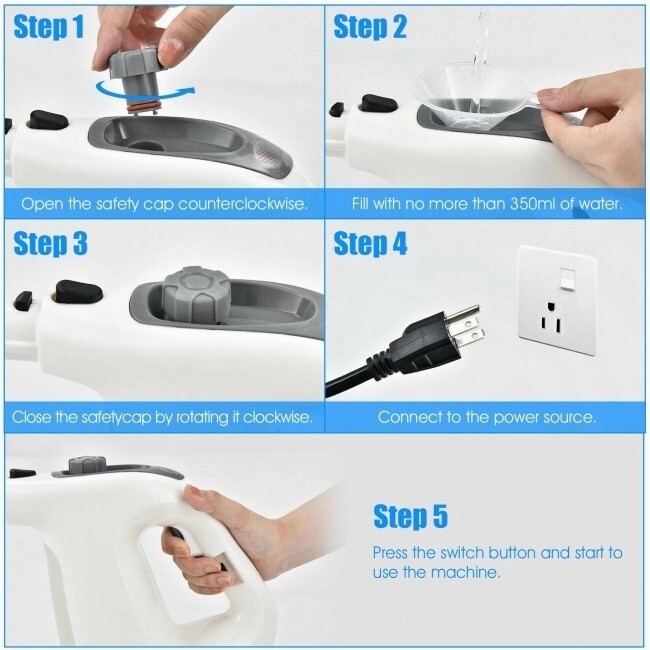 Powerful 1400W Handheld Steam Cleaner with 17 Accessories for Versatile Household Cleaning - 13 x 5 x 9.5 (L x W x H)