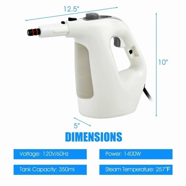Powerful 1400W Handheld Steam Cleaner with 17 Accessories for Versatile Household Cleaning - 13 x 5 x 9.5 (L x W x H)