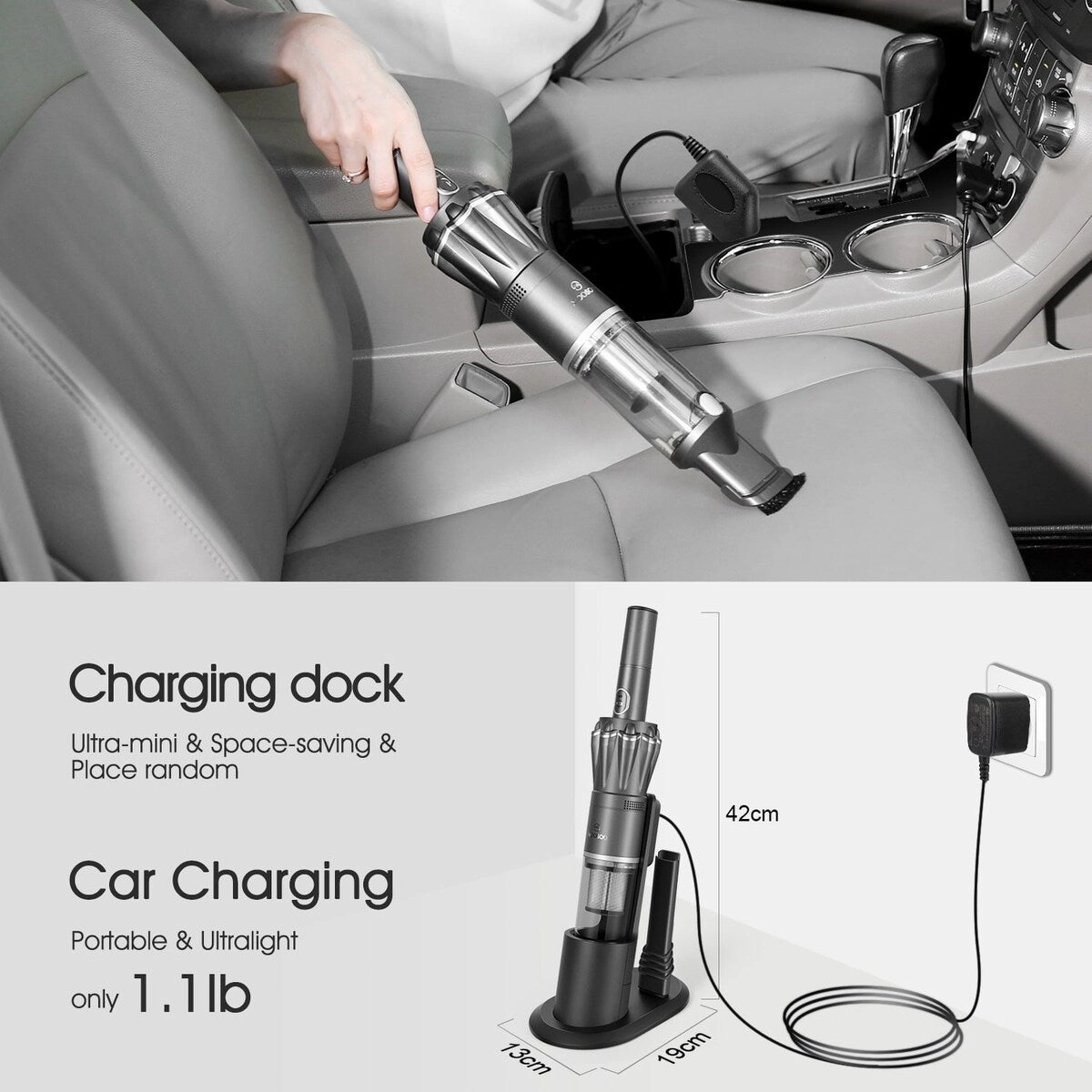 Pro Handheld Vacuum Cordless 12KPa. 1.1LB Lightweight Hand Vacuum Cleaner with Upgraded Brushless Motor & Single Touch Empty