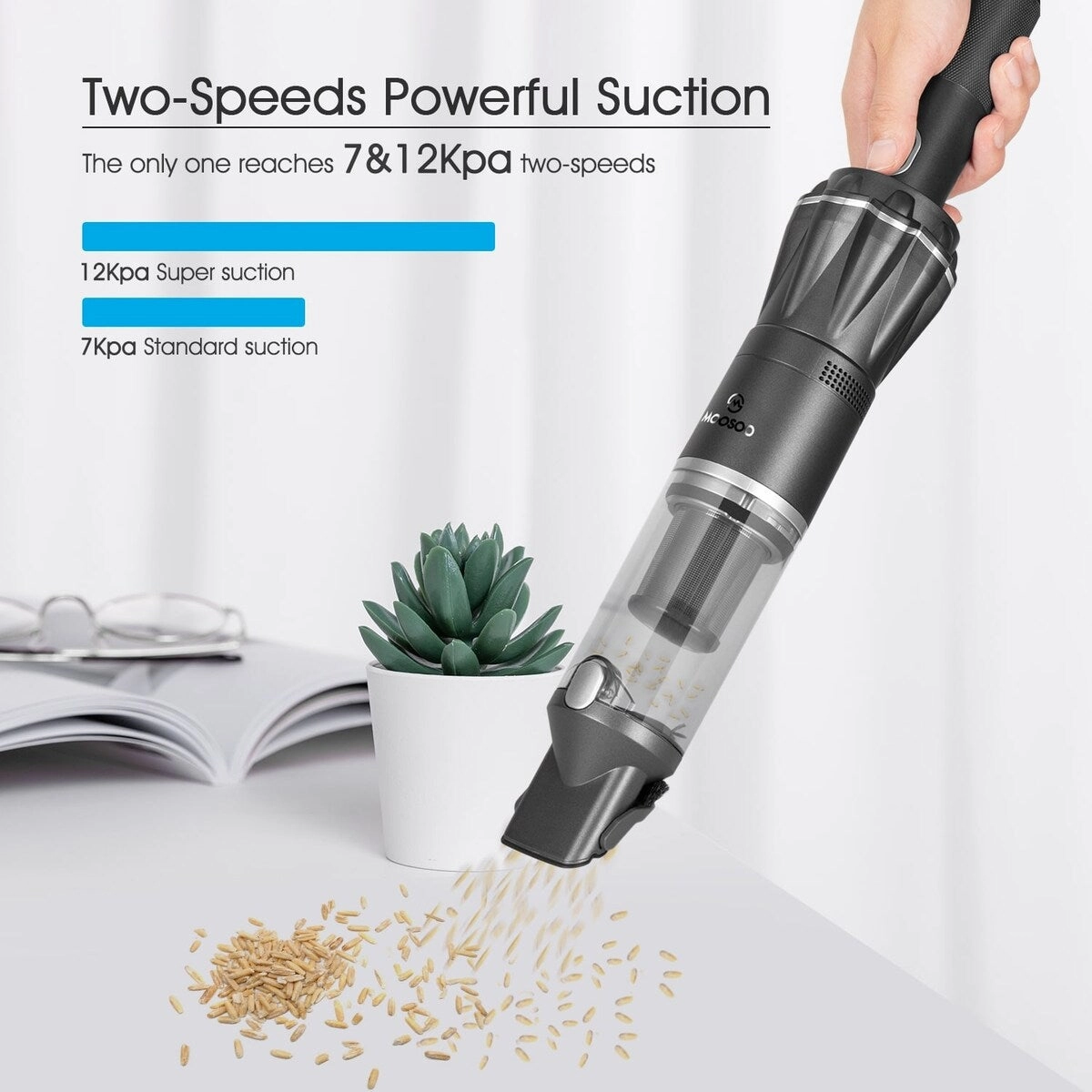 Pro Handheld Vacuum Cordless 12KPa. 1.1LB Lightweight Hand Vacuum Cleaner with Upgraded Brushless Motor & Single Touch Empty