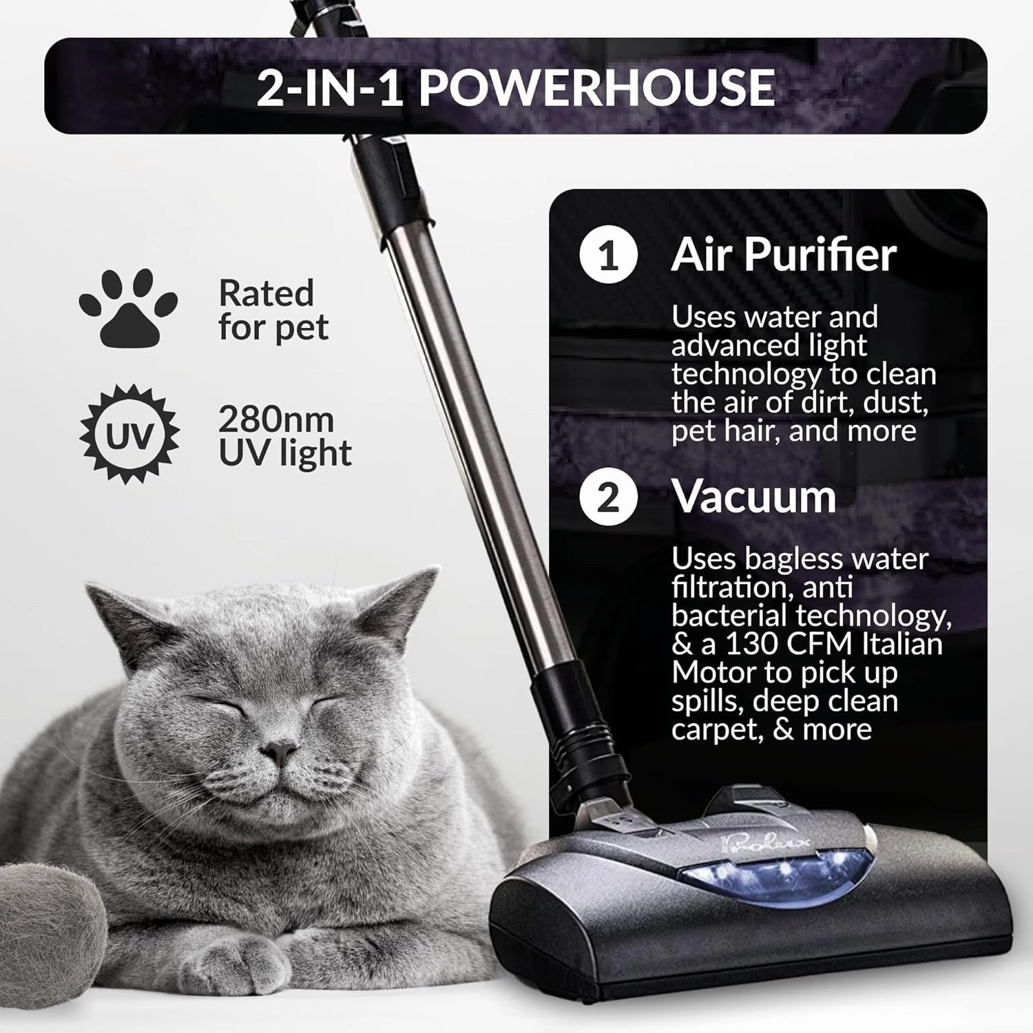 Prolux CTX ELITE Bagless Canister Vacuum Cleaner w/ Storm Shampooer Kit