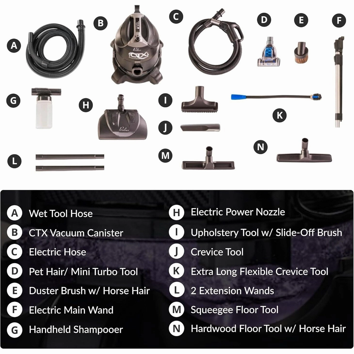 Prolux CTX ELITE Bagless Canister Vacuum Cleaner w/ Storm Shampooer Kit
