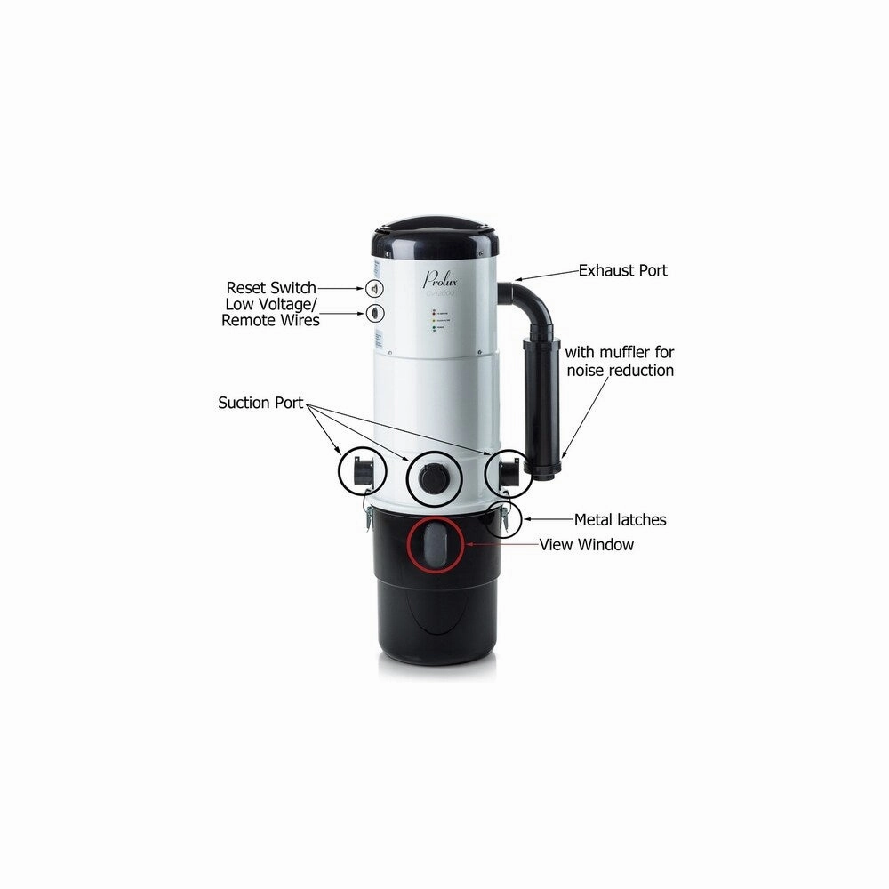Prolux CV12000 Central Vacuum Unit System with Electric Hose Power Nozzle Kit