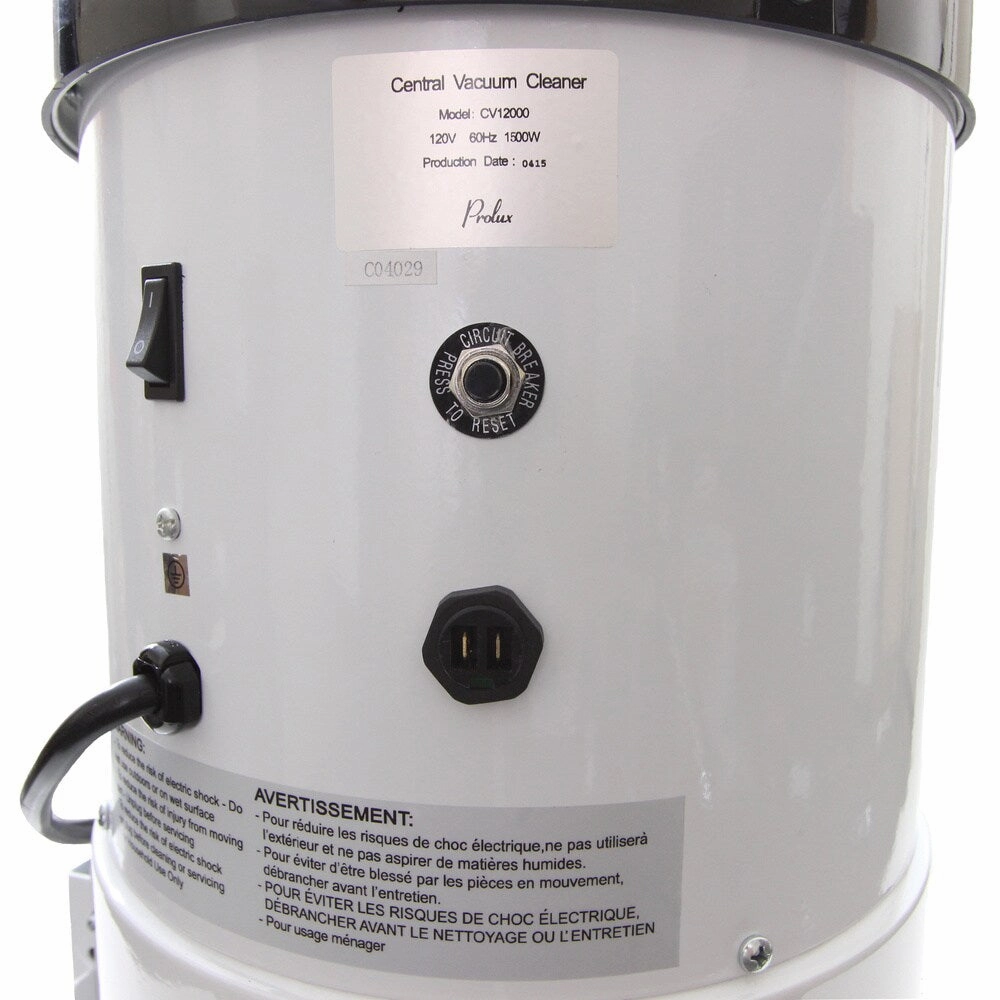 Prolux CV12000 Central Vacuum Unit System with Electric Hose Power Nozzle Kit and 25 Year Warranty