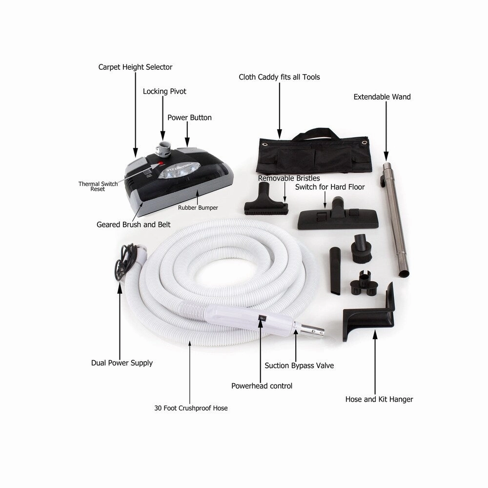 Prolux CV12000 Central Vacuum Unit System with Electric Hose Power Nozzle Kit