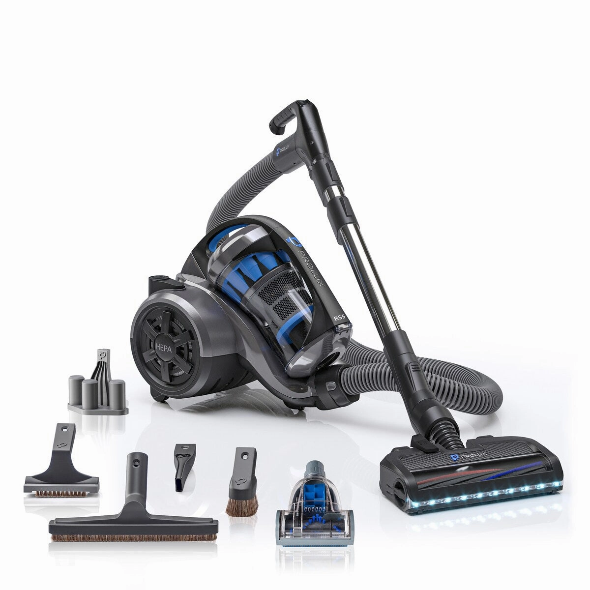 Prolux RS5 Lightweight Bagless Canister Vacuum with Dual HEPA Filtration Premium Button Lock Tools and Electric Power Nozzle