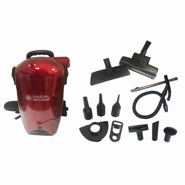 Red Crucial Vacuum Back Pack Vacuum and Blower/ Includes Many Attachment Tools/ Part # Kbp01/ By Crucial Vacuum