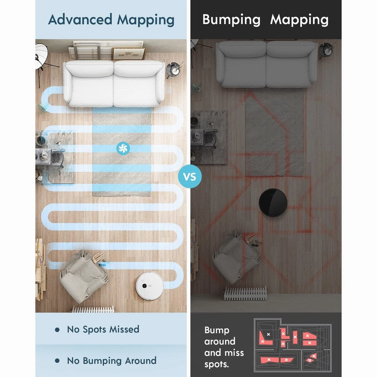 Robot Vacuum - Ultra-Slim Design. Powerful 3000Pa Suction. Carpet Detection. Smart Visual Mapping Navigation Ideal for Carpet