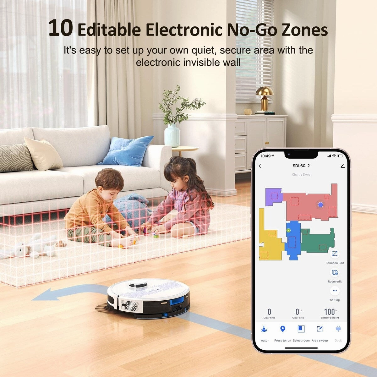 Robot Vacuum and Mop Combo. 2 in 1 Robotic Vacuum Cleaner. 5 Smart Mappings.10 No-go Zones. App/Alexa. Laser Vacuum Robot