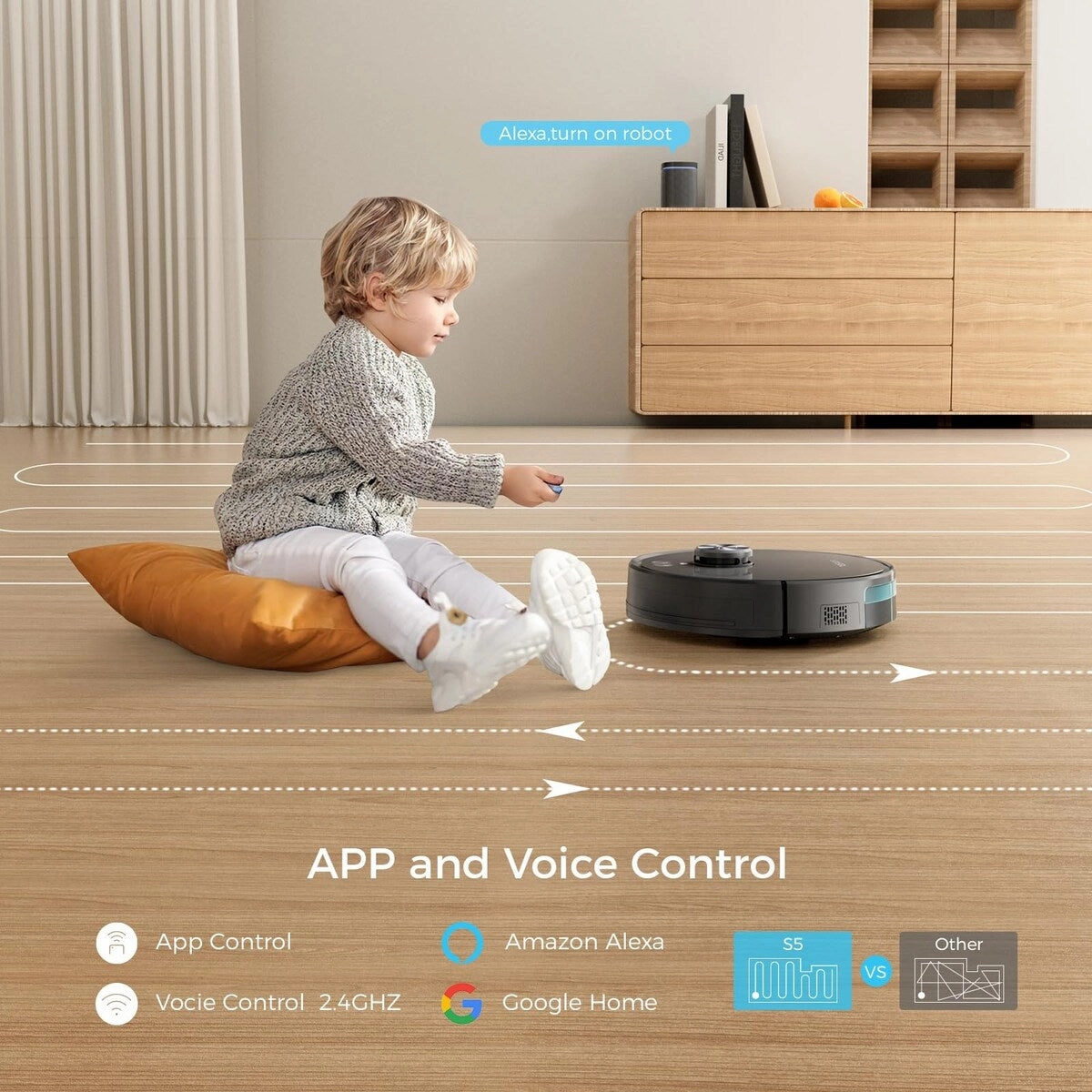 Robot Vacuum and Mop Combo.3000Pa Suction Smart Robot Vacuum.LiDAR Navigation.180 Mins Runtime.WiFi/Alexa/Google Control