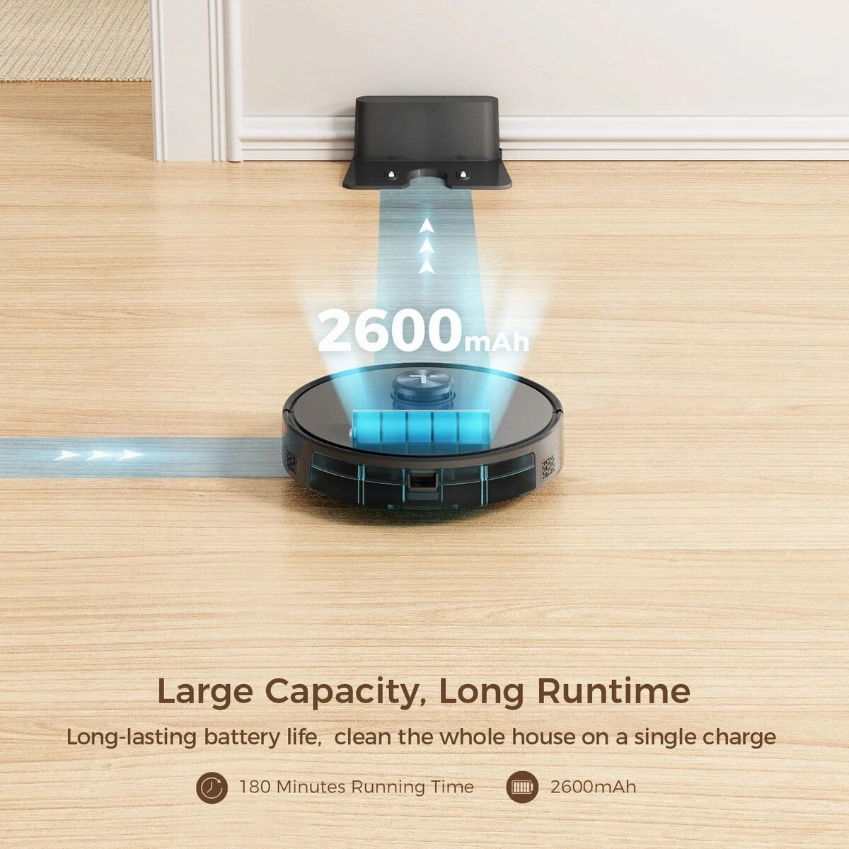 Robot Vacuum and Mop Combo.3000Pa Suction Smart Robot Vacuum.LiDAR Navigation.180 Mins Runtime.WiFi/Alexa/Google Control