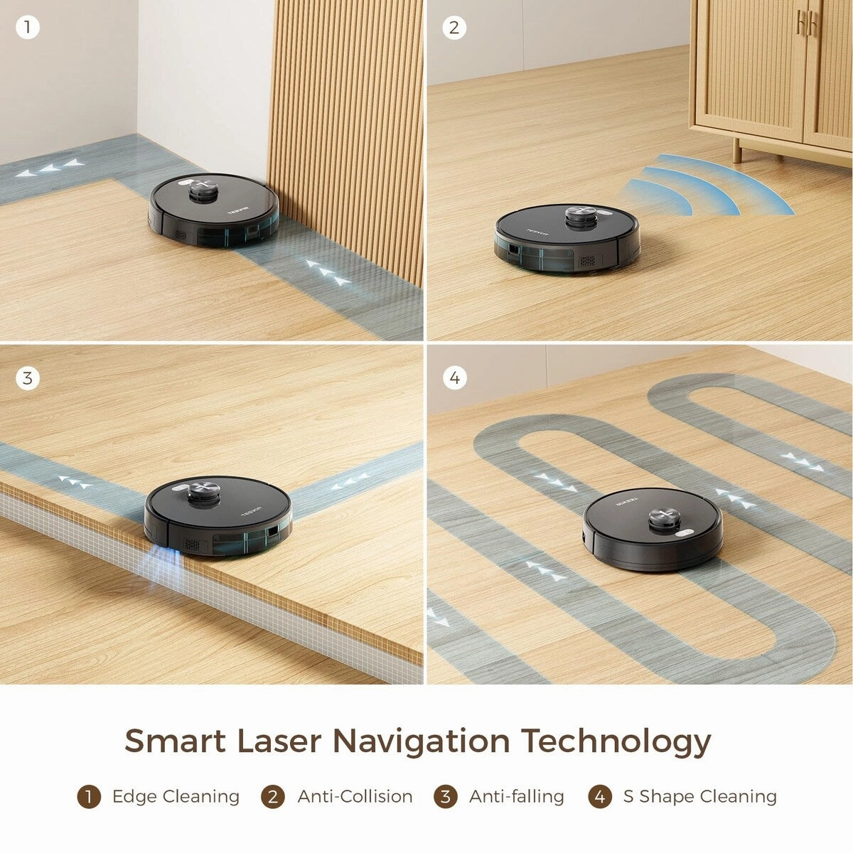 Robot Vacuum and Mop Combo.3000Pa Suction Smart Robot Vacuum.LiDAR Navigation.180 Mins Runtime.WiFi/Alexa/Google Control