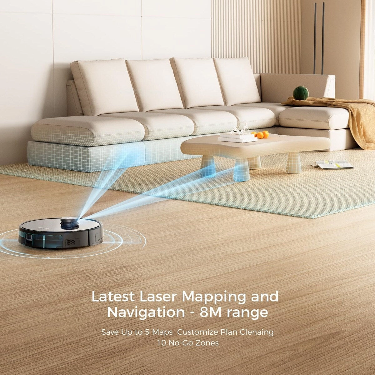 Robot Vacuum and Mop Combo.3000Pa Suction Smart Robot Vacuum.LiDAR Navigation.180 Mins Runtime.WiFi/Alexa/Google Control
