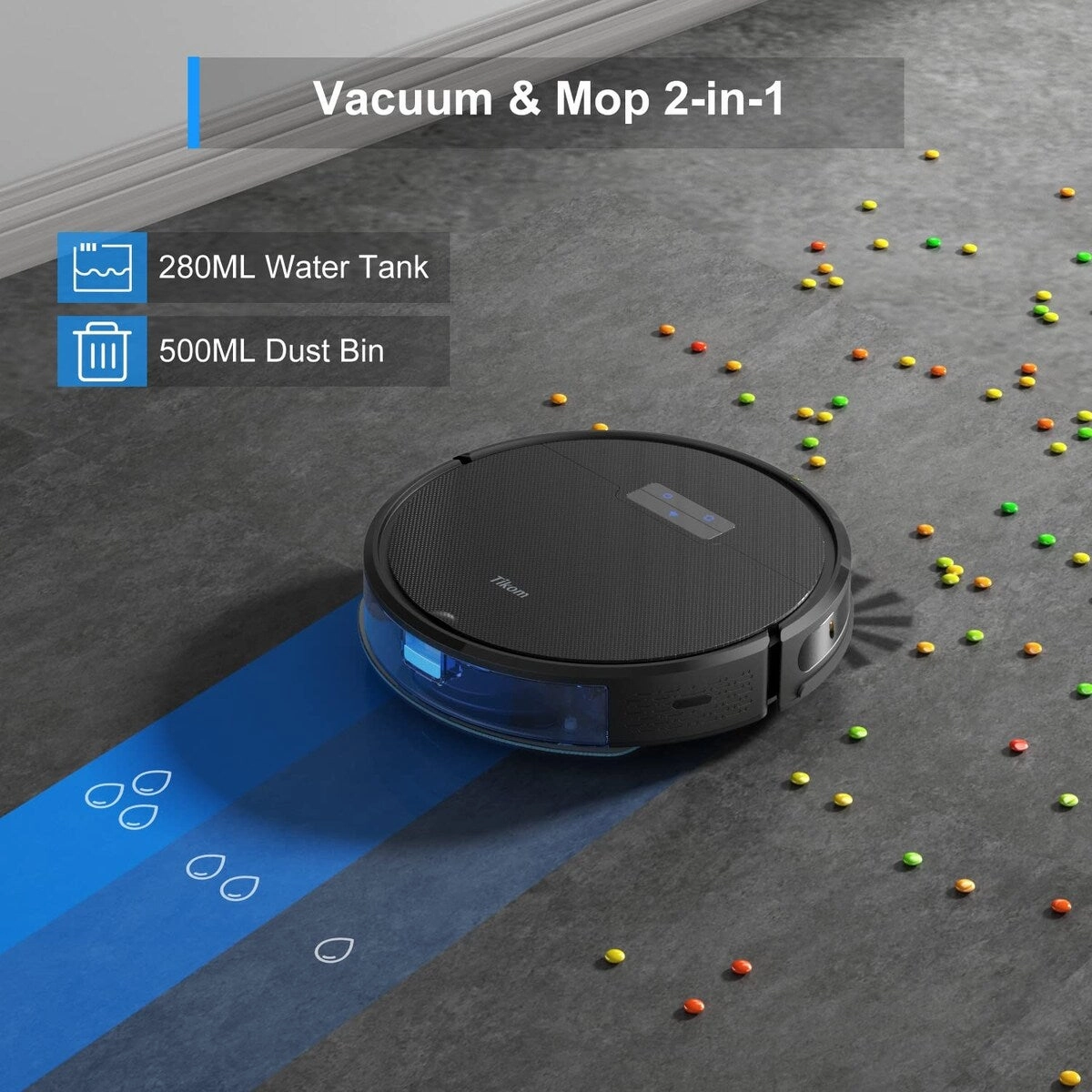 Robot Vacuum and Mop Combo. 4500Pa Suction. 150Mins Max. Robotic Vacuum Cleaner with Self-Charging. Quiet. APP&Voice Control