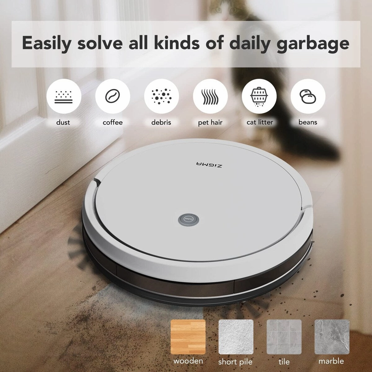 Robot Vacuum and Mop Combo. 6000 Pa Robot Vacuum Cleaner. Vacuum Robot with Schedule. Siri/APP/Alexa/WiFi. Super Slim. Low Noise