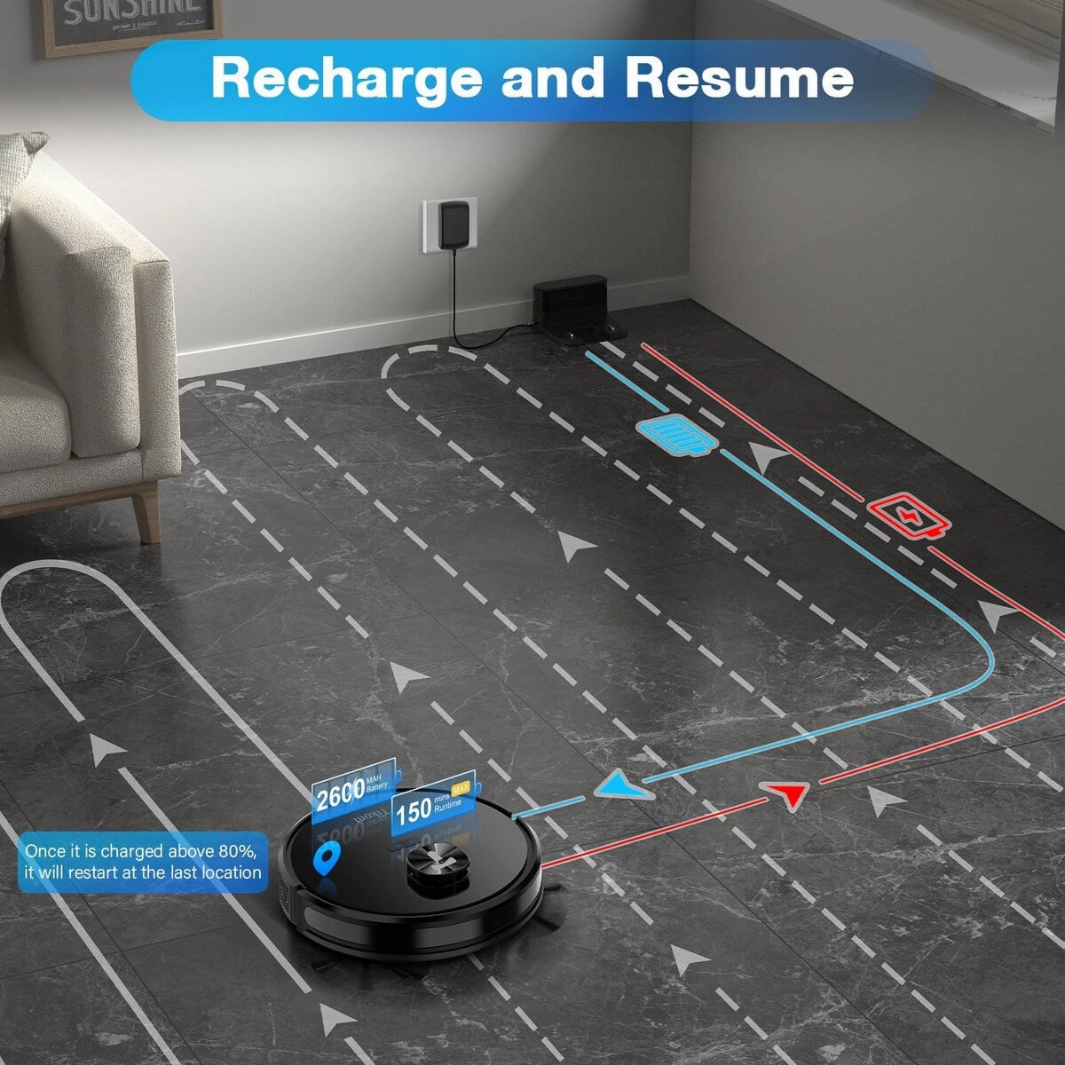 Robot Vacuum and Mop Combo. LiDAR Navigation. 4000Pa Robotic Vacuum Cleaner. Up to 150Mins. Smart Mapping. 14 No-go Zones