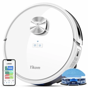 Robot Vacuum and Mop Combo. LiDAR Navigation. L9000 Robotic Vacuum Cleaner. 4000Pa Suction. 150Mins Max. Smart Mapping