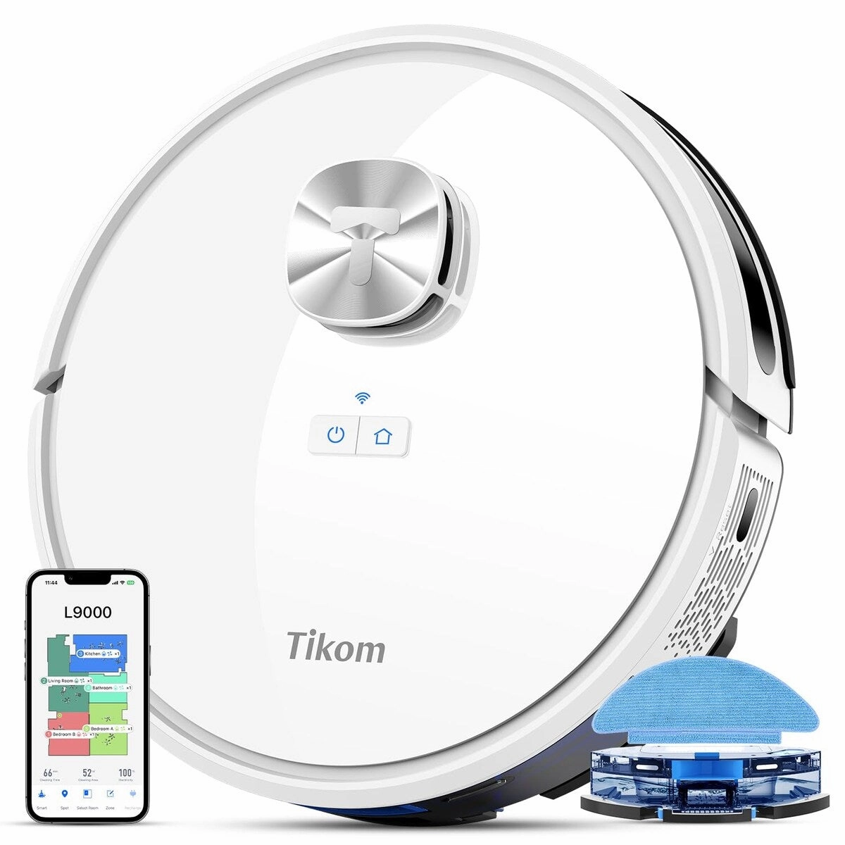 Robot Vacuum and Mop Combo. LiDAR Navigation. L9000 Robotic Vacuum Cleaner. 4000Pa Suction. 150Mins Max. Smart Mapping