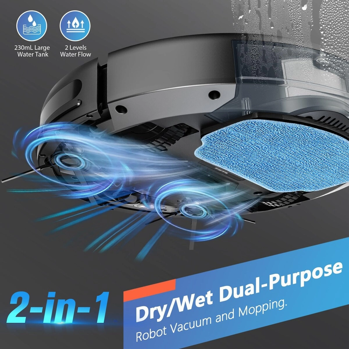 Robot Vacuum and Mop Combo. WiFi/App/Alexa. Robotic Vacuum Cleaner with Schedule. 2 in 1 Mopping Robot Vacuum with Watertank
