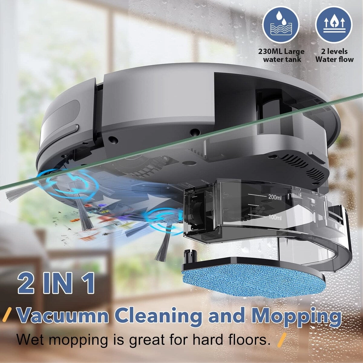 Robot Vacuum and Mop Combo. WiFi/App/Alexa. Robotic Vacuum Cleaner with Schedule. 2 in 1 Mopping Robot Vacuum with Watertank
