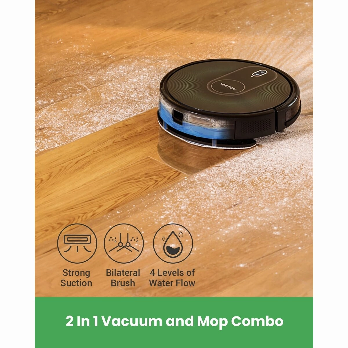 Robot Vacuum and Mop Combo. WiFi/App/Alexa/Siri Control. Robotic Vacuum Cleaner with Gyro Navigation. Self-Charging. Slim