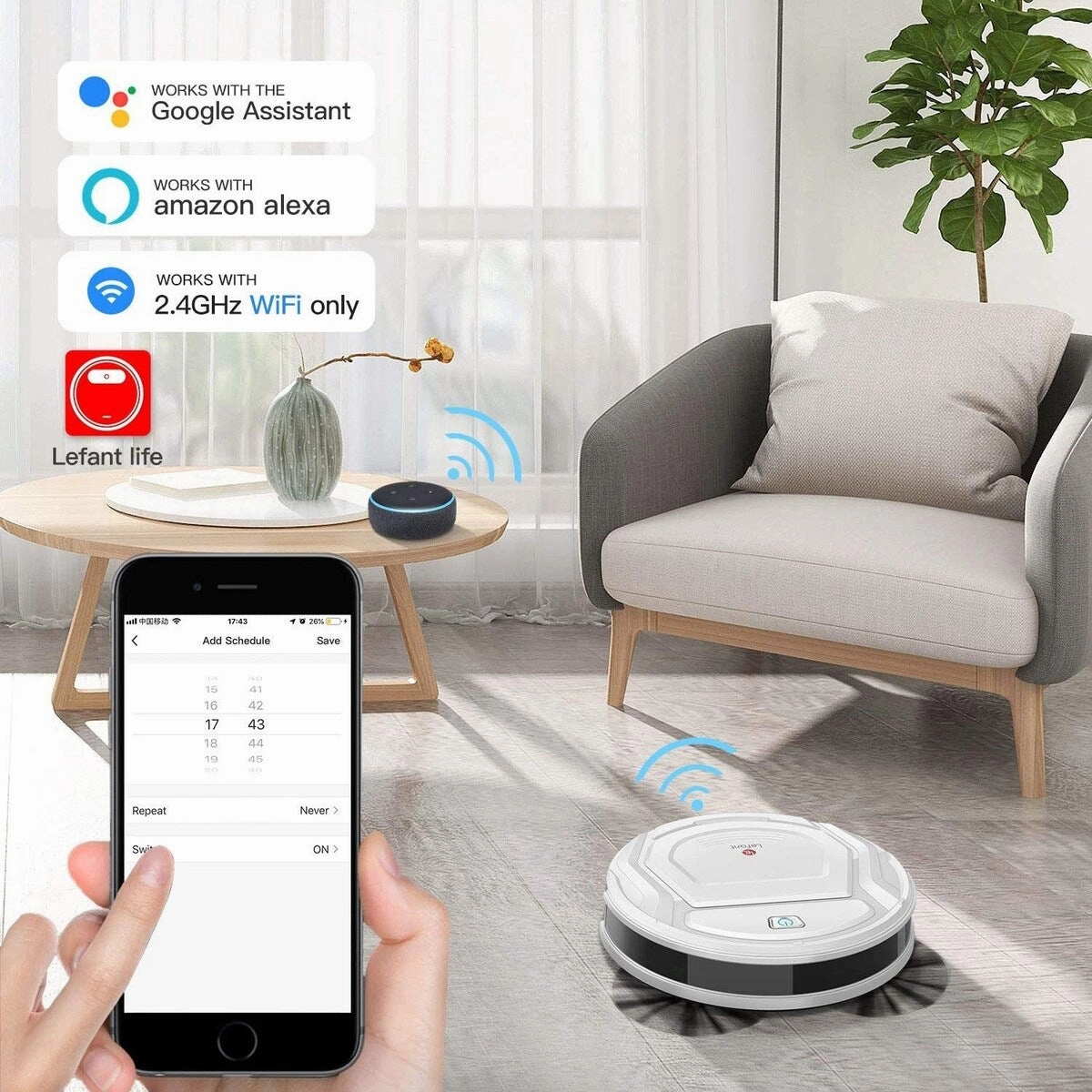 Robot Vacuum Cleaner 1800 mAh. White