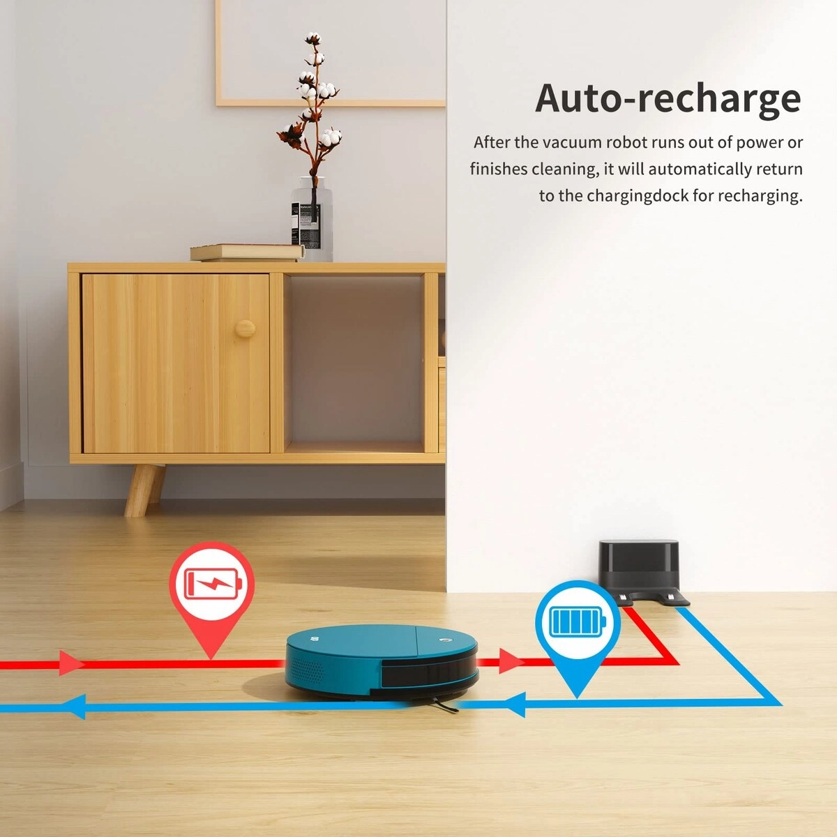 Robot Vacuum Cleaner 3000Pa Suction Power. Wi-Fi/APP/Alexa. 150Mins Runtime. Self-Recharging. Quiet Robotic Vacuum