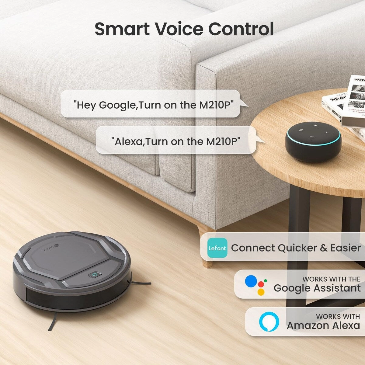 Robot Vacuum Cleaner. Tangle-Free 2200Pa Suction. 120 Min Runtime. Self-Charging Robotic Vacuum. Slim. Quiet. WiFi/APP/Alexa