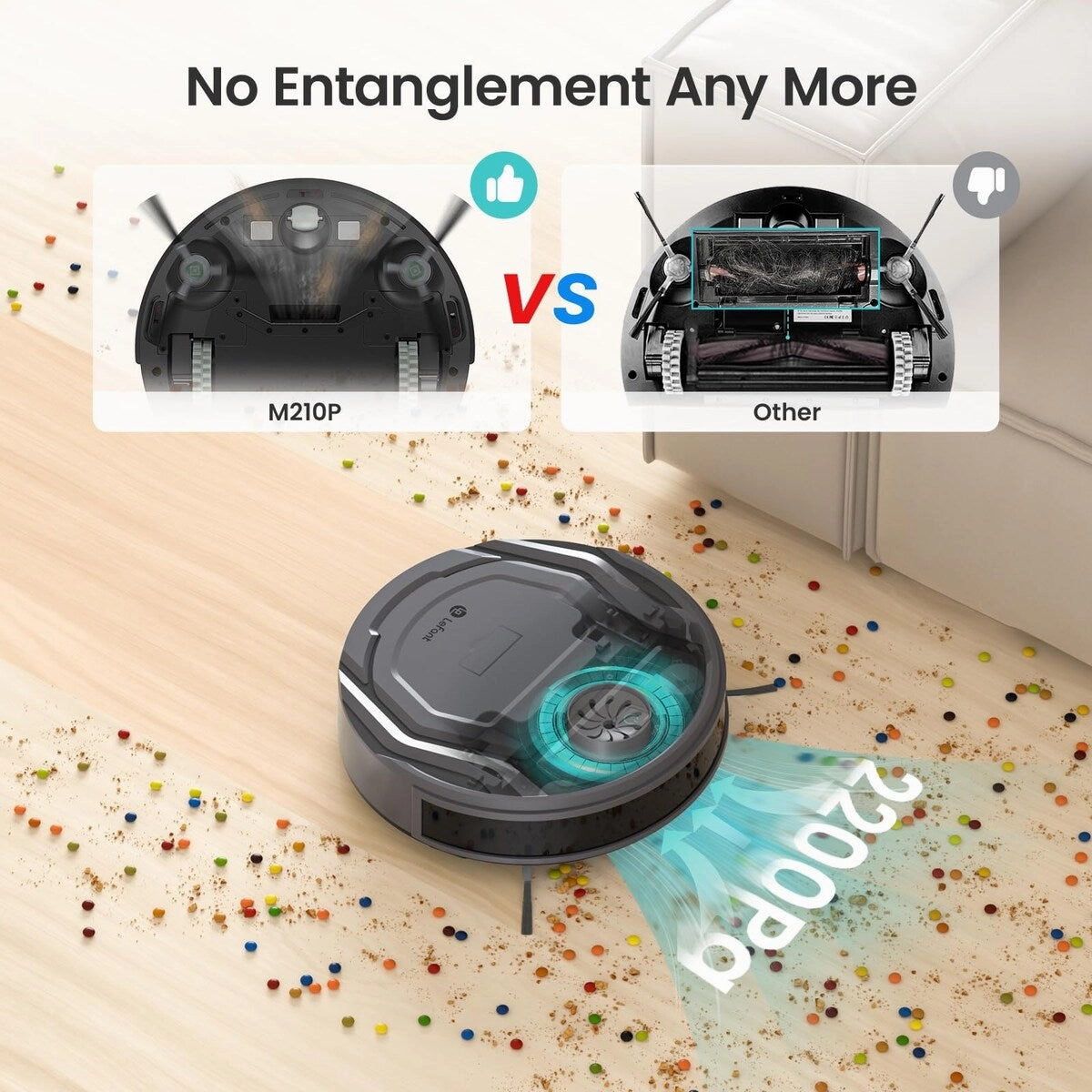 Robot Vacuum Cleaner. Tangle-Free 2200Pa Suction. Slim. Quiet. Self-Charging Wi-Fi/APP Remote Connected Robotic Vacuum Cleaner