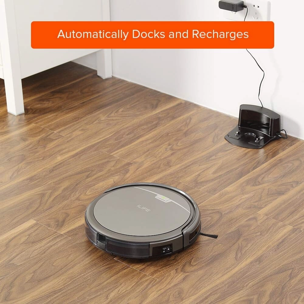 Robot Vacuum Cleaner with Strong Suction. over 100mins Run time. Self-charging. Slim. Quiet. Ideal for Hard Floors