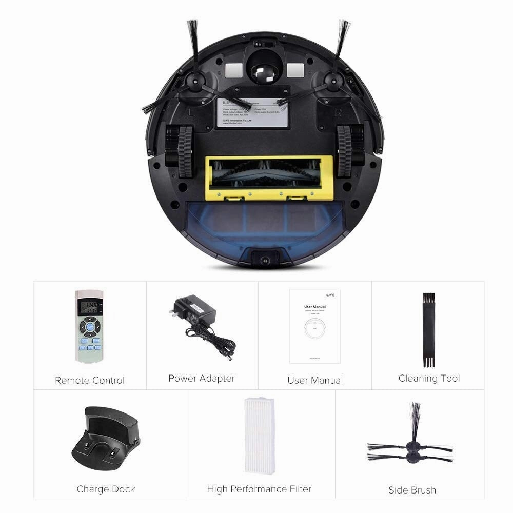 Robot Vacuum Cleaner with Strong Suction. over 100mins Run time. Self-charging. Slim. Quiet. Ideal for Hard Floors