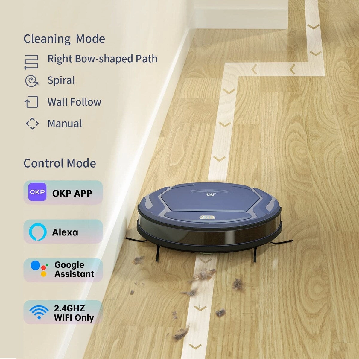 Robot Vacuum Cleaner with Wi-Fi/APP/Alexa Control. Self Recharging. Brushless Design Quiet Smart Robotic Vacuum Cleaner for Home