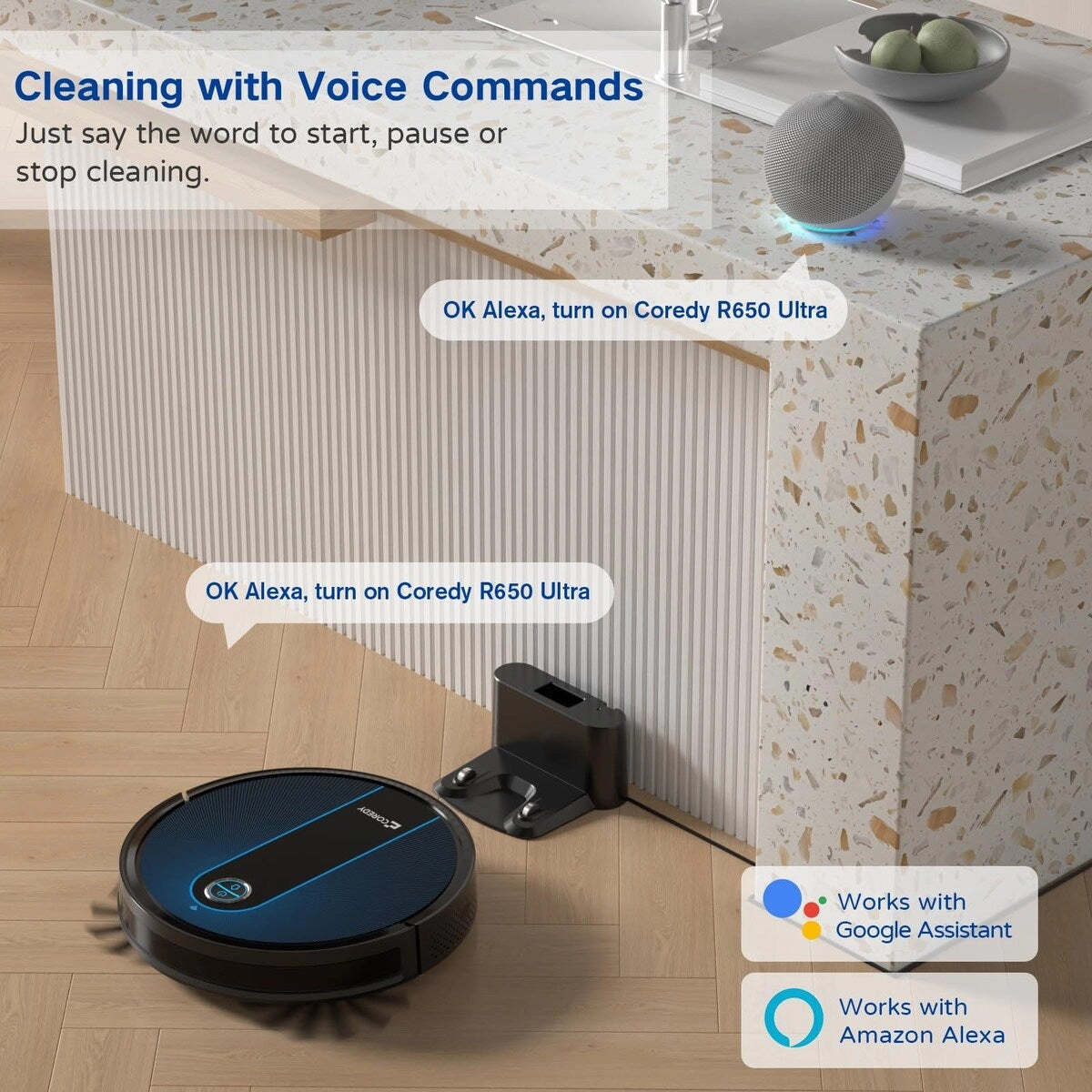 Robot Vacuum. R650 Ultra Robotic Vacuum with 2200 Pa Strong Suction. Gyro Dynamic Navigation. Z-zag Cleaning Path. App Control