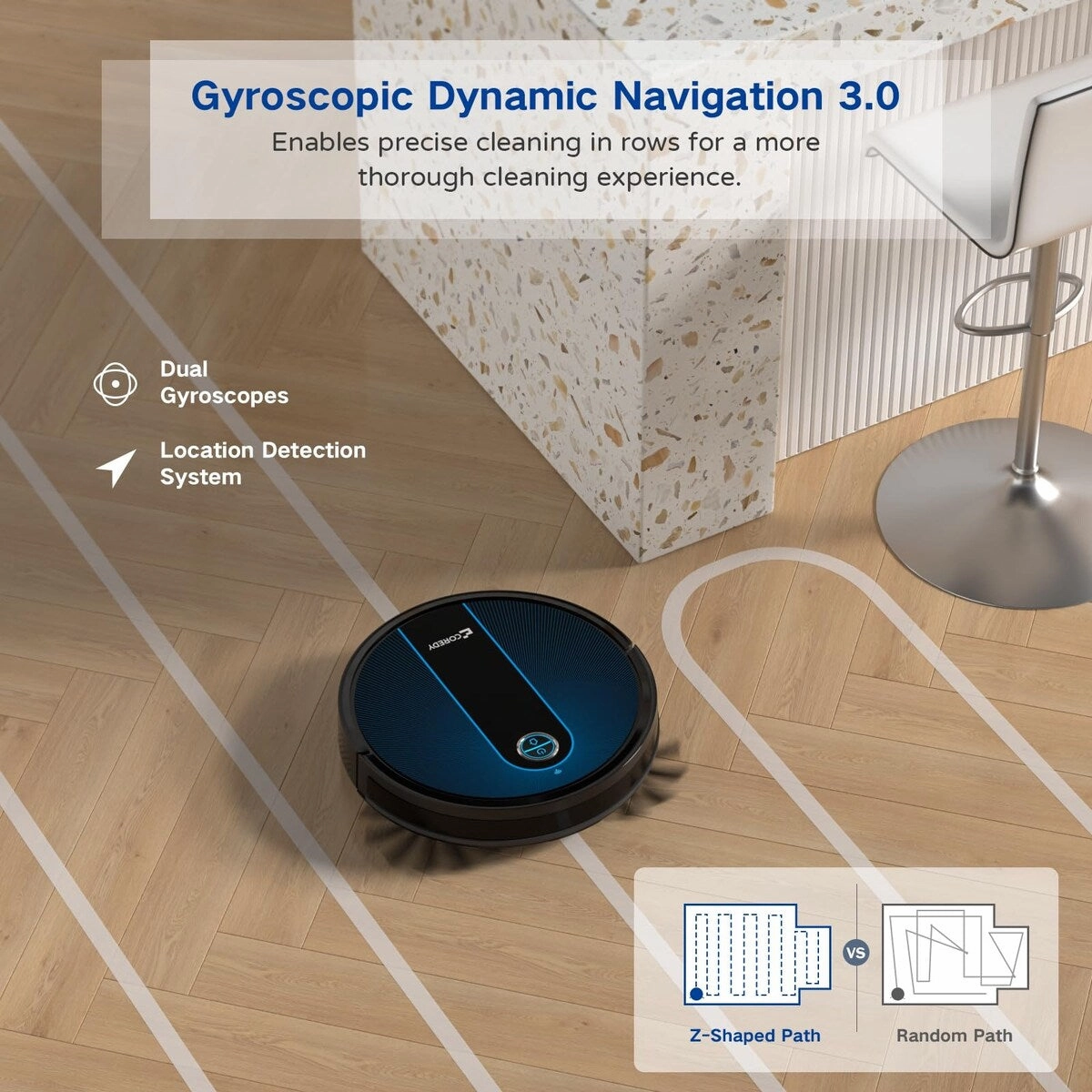 Robot Vacuum. R650 Ultra Robotic Vacuum with 2200 Pa Strong Suction. Gyro Dynamic Navigation. Z-zag Cleaning Path. App Control